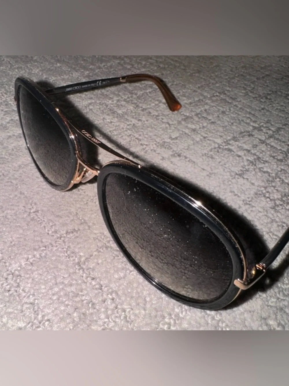 Jimmy Choo Black & Gold Tora/S Aviator Sunglasses